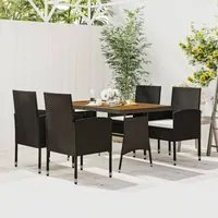 Set da Pranzo per Esterni 5 pz in Polyrattan Nero 3120098