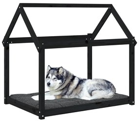 Cuccia per cani nera 111x80x100 cm in legno massello di pino