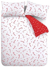 Biancheria da letto singola bianca e rossa 135x200 cm Candy Cane - Catherine Lansfield