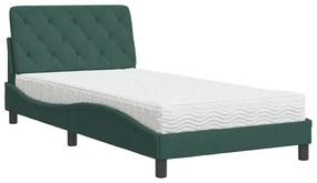 Letto con materasso verde scuro 100x200 cm in velluto