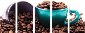 Quadri 5 pezzi – Tazze con chicchi di caffè
