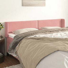 Testiera Ad Orecchio Rosa 203x16x78/88 Cm İn Velluto /