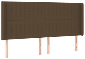 Testiera a led marrone scuro 203x16x118/128 cm in tessuto