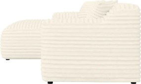 Divano angolare color crema (con penisola a sinistra e chaise lounge) rivestito in velluto a coste Martin – Ropez