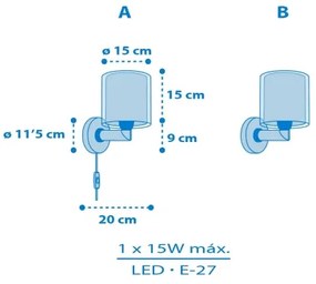 Dalber 41579T - Lampada da parete per bambini BABY TEDDY 1xE27/15W/230V blu