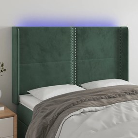 Testiera A Led Verde Scuro 147x16x118/128 Cm İn Velluto /