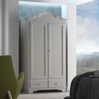 Armadio shabby 2 ante 2 cassetti in legno massello grigio l.118 p.65 h.218 - Mobili 2G