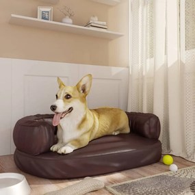 Letto cani ergonomico gommapiuma marrone 60x42 cm in similpelle