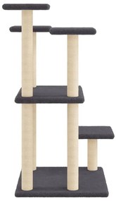 Pali tiragraffi per gatti con piattaforme grigio scuro 98,5 cm