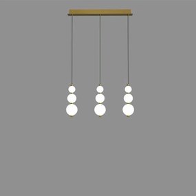 Lampadari E Sospensioni Contemporaneo Perla 9 Sfere Vetro Opaco Oro Led 36W