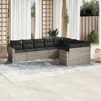 Set Divano da Giardino 9pz con Cuscini Grigio Chiaro Polyrattan 3251779