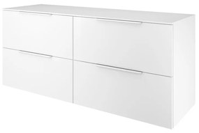 Mobile da bagno sotto lavabo Neo bianco laccato lucido L 150 x H 65 x P 48 cm 4 cassetti, lavabo non incluso