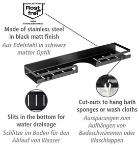 Mensola da bagno autoportante in acciaio inox nero Altarella - Wenko
