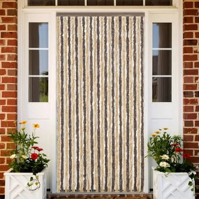 Tenda Antimosche Marrone Scuro E Beige 100x200 Cm İn Ciniglia /