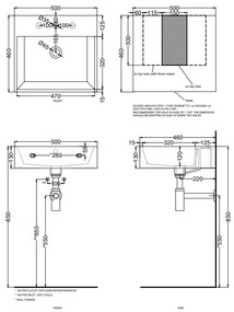 Cielo Smile Lavabo monoforo 50x46 sospeso o da appoggio con troppopieno in ceramica bianco lucido