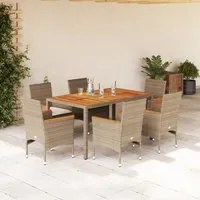 Set Pranzo da Giardino 7pz con Cuscini Beige Polyrattan Acacia 3278642