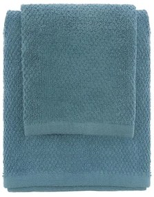 Set asciugamani bagno blu per viso e ospite in cotone puro Spring