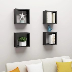 Mensole Parete A Cubo 4 Pz Nere 30x15x30 Cm /