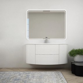 Mobile da bagno bianco frassino sospeso 120 cm con specchio led