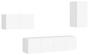 Set di Mobili Porta TV 4 pz Bianco in Legno Multistrato