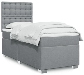 Giroletto A Molle Con Materasso Grigio Chiaro 90x200 Cm Tessuto /