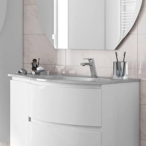 Lavabo d'appoggio rettangolare Sting L 104 x H 1.5 x P 52 cm in vetro bianco