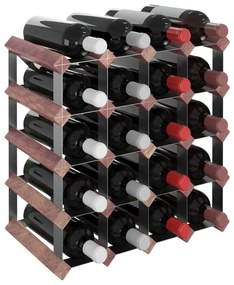 Portabottiglie per 20 Bottiglie Legno Massello di Pino Marrone