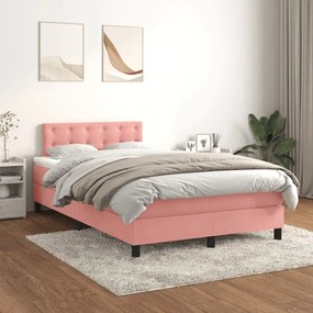 Giroletto A Molle Con Materasso Rosa 120x200 Cm İn Velluto /