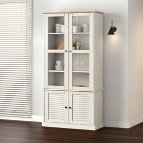 Vetrina Vıgo 85x35x170 Cm İn Legno Massello Di Pino Bianco /
