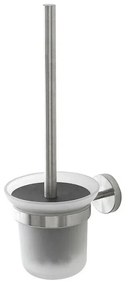 Portascopino a muro in vetro e acciaio inox satinato Galassia Kit di fissaggio incluso