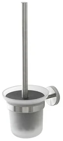 Portascopino a muro in vetro e acciaio inox satinato Galassia Kit di fissaggio incluso