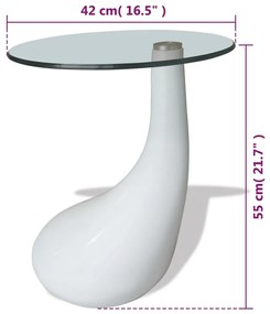 Tavolino da Caffè con Ripiano Rotondo in Vetro Bianco Lucido