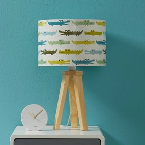 Euluna Lampada da tavolo Kroko per bambini, base di legno