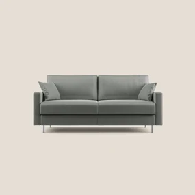 Andromeda divano letto matrimoniale in velluto morbido impermeabile T01 grigio chiaro 208 cm (mat. 160x197)