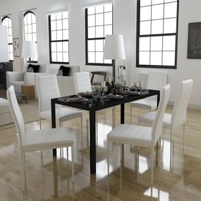 Set Tavolo Da Pranzo 7 Pz Bianco E Nero /