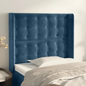 Testiera Ad Orecchio Blu Scuro 93x16x118/128 Cm İn Velluto /