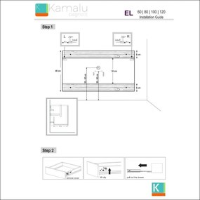 Kamalu - mobile bagno 80 cm con due cassetti e piano solid surface el-80ss