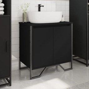 Mobile lavabo bagno nero 60x35x60 cm in truciolato