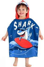 Poncho da spiaggia per bambini con squalo