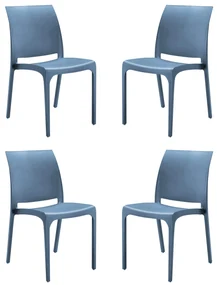 VOLGA - sedia da giardino in plastica set da 4