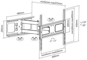 CONNECT IT CI-786 - Supporto da parete TV 37-70” nero