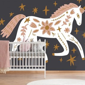 Carta da parati autoadesiva – Unicorno fiabesco in stile folkloristico