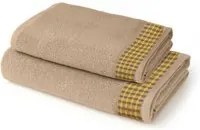 Coppia asciugamani spugna viso e ospite taupe con bordatura
