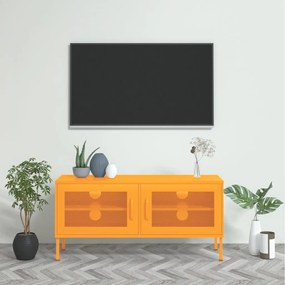 Mobile Tv Giallo Senape 105x35x50 Cm İn Acciaio /