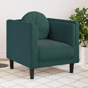 Poltrona Con Cuscino Verde Scuro İn Velluto /