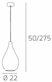 Sospensione Contemporanea Drop Metallo Cromo Vetro Grigio 1 Luce E14 D.22Cm