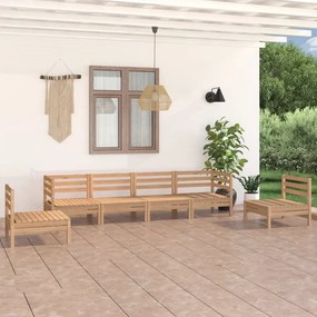 Set Divani da Giardino 6 pz in Legno Massello di Pino