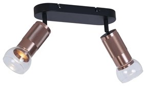Faretto da soffitto arrotondato bronzo scuro 2 luci regolabile - Veerle