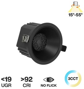 Faro da Incasso 18W, Foro Ø95mm, CCT, 15°-55° con driver Philips Colore Bianco Variabile CCT