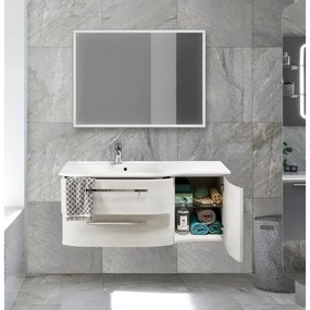 Mobile bagno con lavabo rovere bianco, 1 anta 2 cassetti per vasca a sinistra Contea